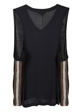 NWT Olympia Women's Side Stripe V Tee Jet/ Army Size L